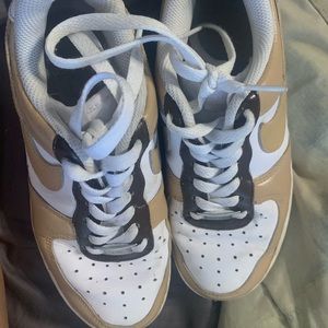 CUSTOM NIKE AIR FORCE 1 SIZE 6 Oatmeal/brown
